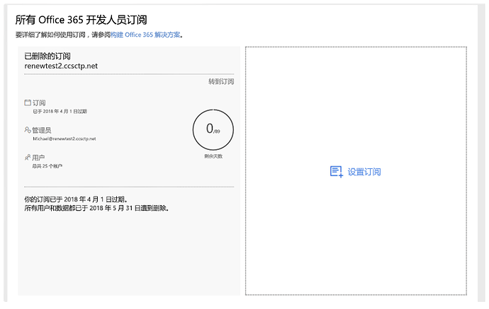 Screenshot of a text box with the title Deleted subscription
