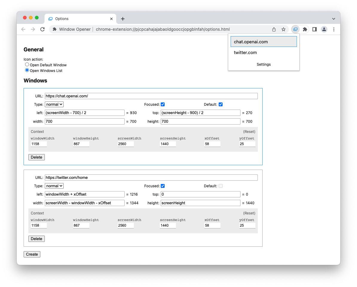 Window Opener - 用于打开定制大小和位置的窗口的Chrome 扩展- 发现频道- 小众软件官方论坛